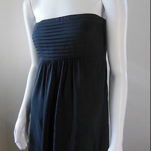 100% silk black strapless  midi dress